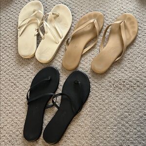 TKEES and Ancient Greek Women's Set of 3 Flip Flop Sandals - Cream / Tan / Black